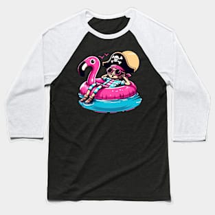 Pool Party Pirate Pink Float Funny Pirate Baseball T-Shirt